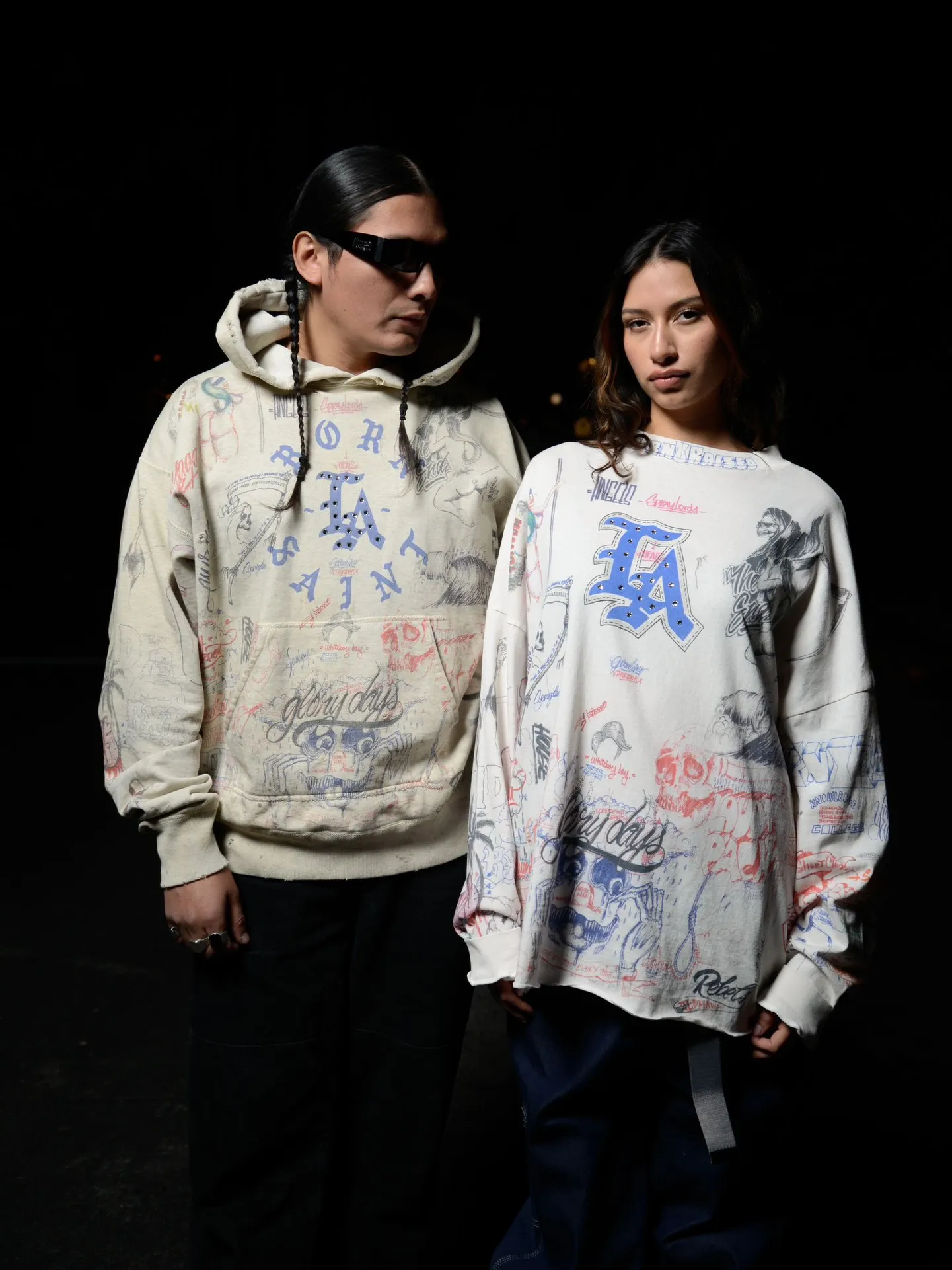 SAINT Mxxxxxx × BORNXRAISED BR_LS TEE/LA/WHT Latest co-branded model LA diamond all-over long sleeves off-white S-XL Super heavy work started in February and lasted three months Super complex 36 sets of screens Outlined pictures make you doubt your life Super perfect reproduction of printing Genuine Czech diamonds Pressure-free reproduction